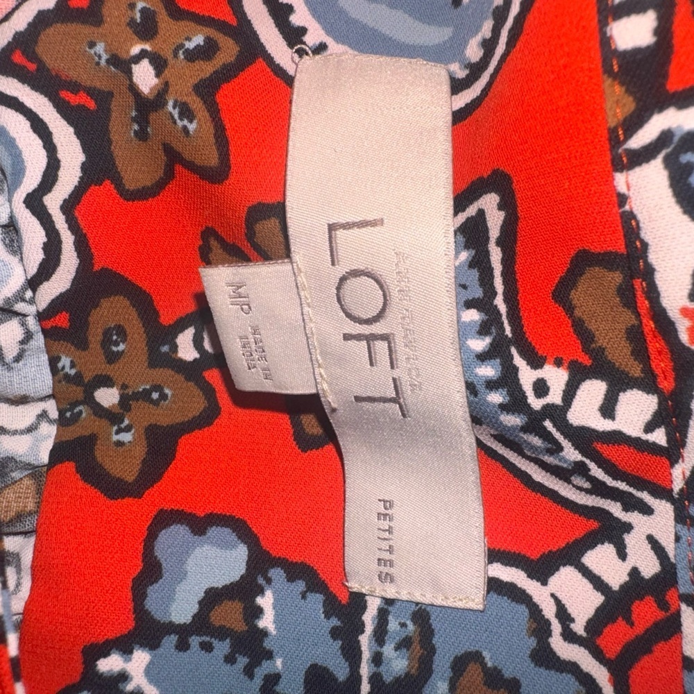 LOFT Red Paisley-Print Shirt Dress SZ M - Picture 2 of 6